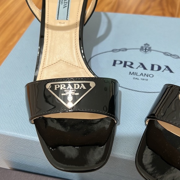 Prada Appliquéd Patent Leather Sandals NIB - Picture 8 of 16